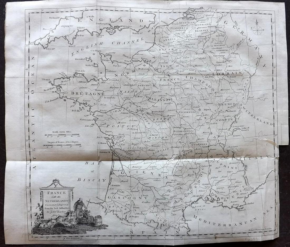 Barber, John 1785 Antique Map of France & Netherlands (1 of 2)