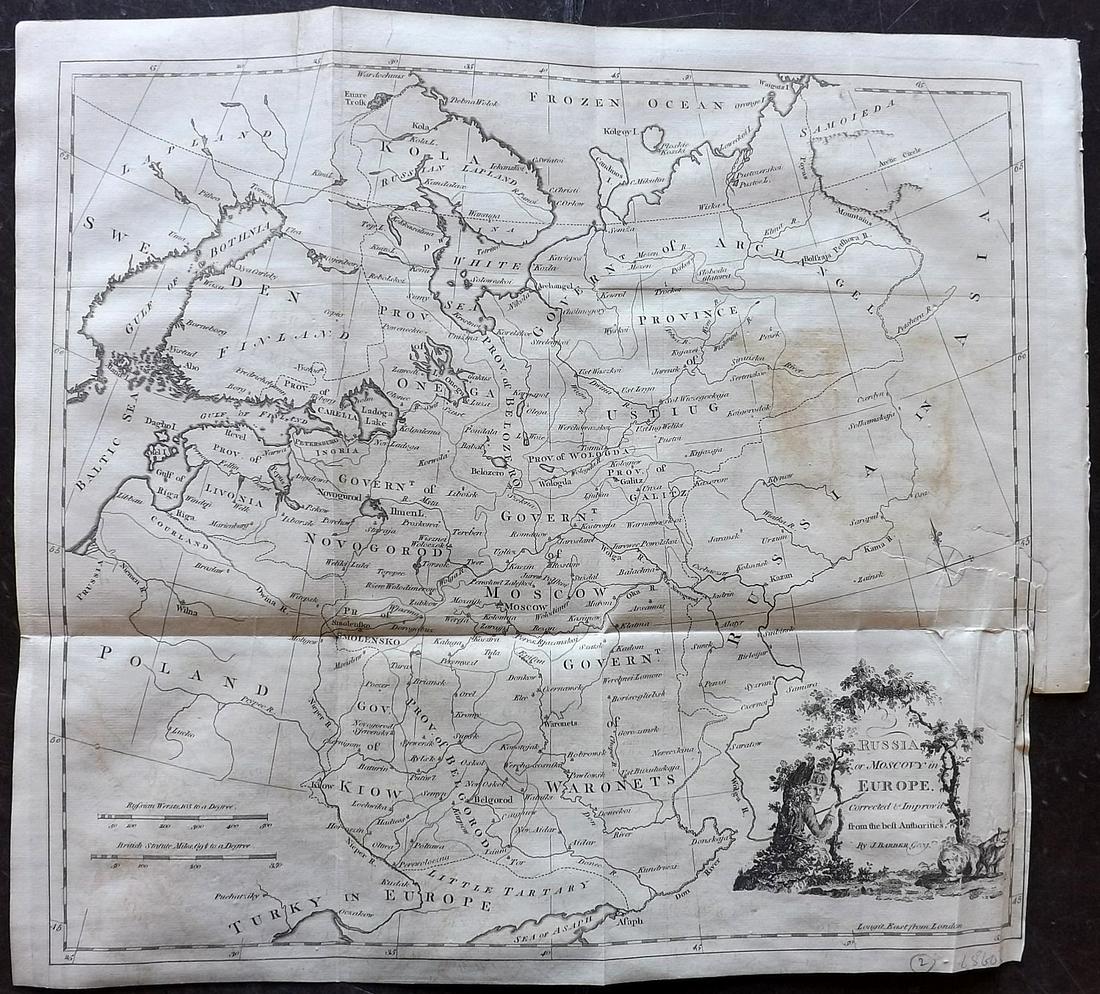 Barber, John 1785 Antique Map of Russia (1 of 2)