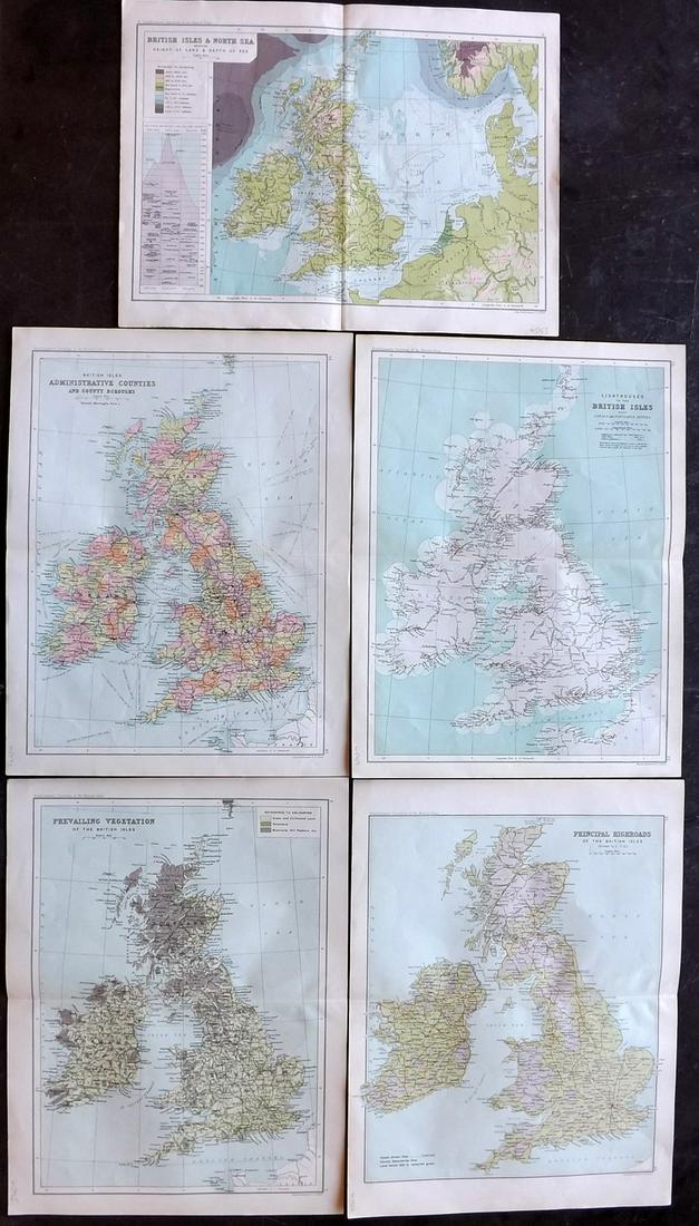 Bartholomew, John 1904 Lot of 5 British Maps (1 of 2)
