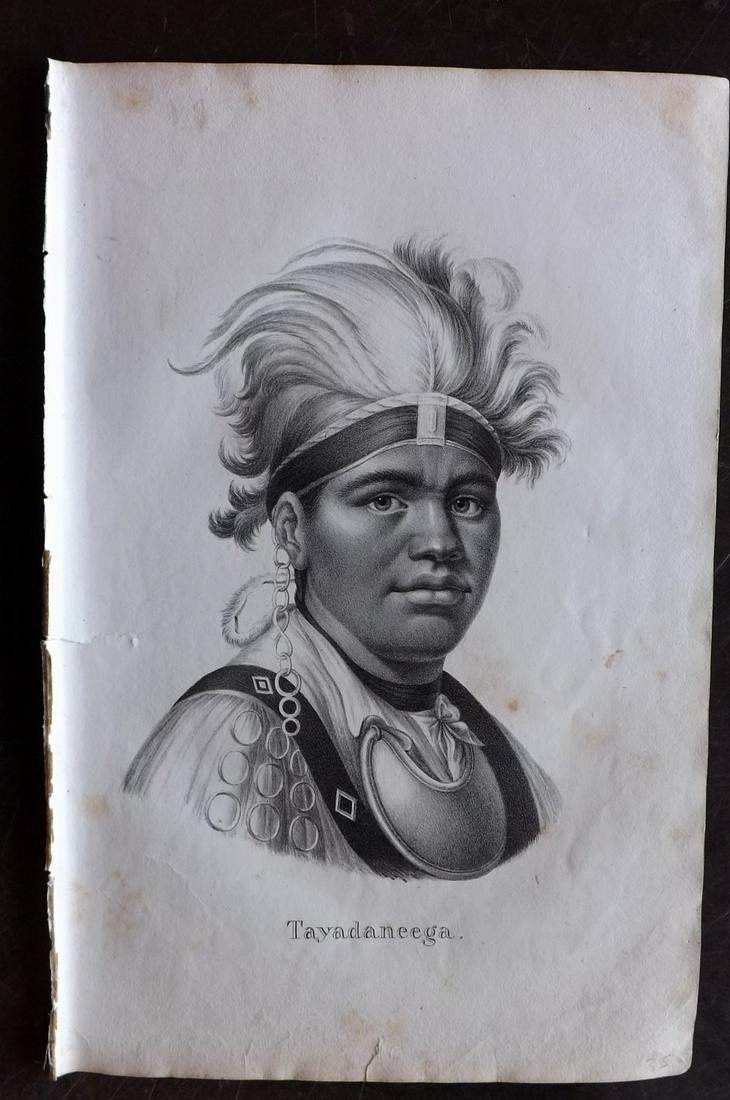 Schinz & Brodtmann 1827 Tayadaneega. Mohawk USA: Folio Lithograph Published Zurich 1827 for "Naturhistorische Abbildungen der Saeugethiere" by Heinrich Rudolph Schinz. Lithographed by Karl Joseph Brodtmann. Paper Size: 13 x 9.5 inch (33 x 24cm) Mino