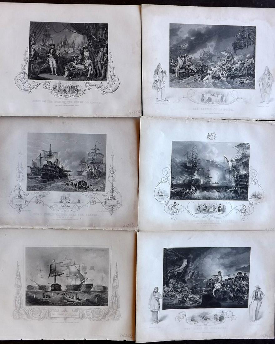 Gaspey, Thomas C1860 Lot of 6 Naval Prints. Ships (1 of 2)