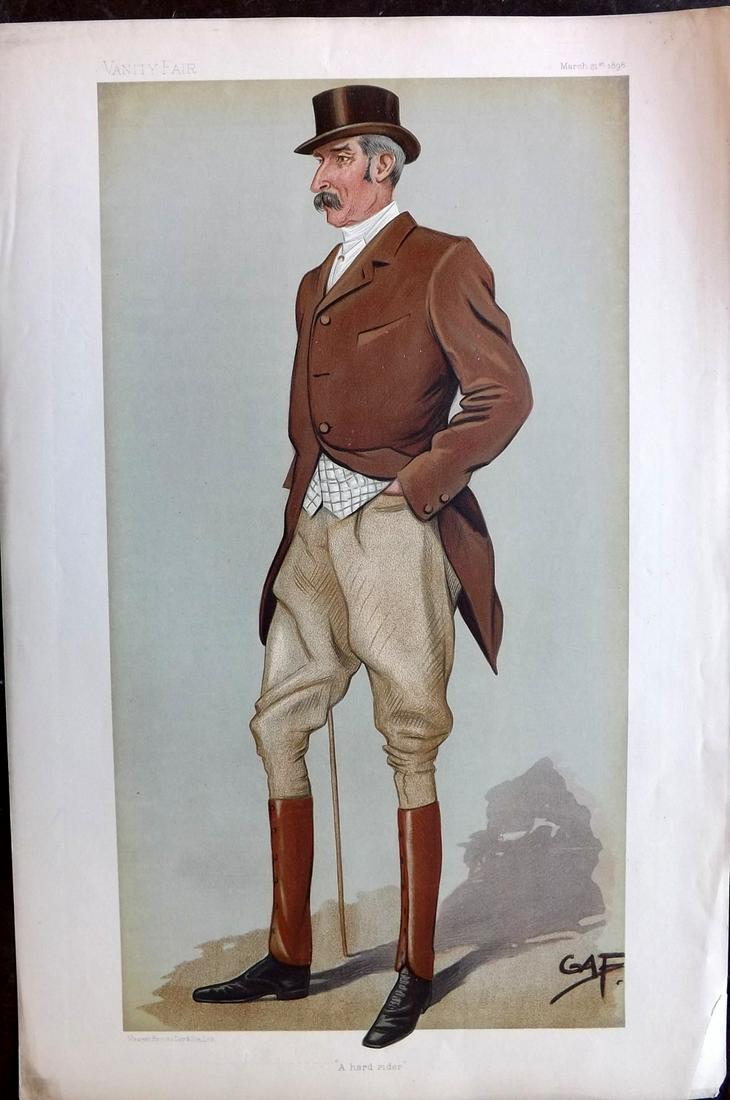 Vanity Fair Print 1898 Capt. David Beatty, Sport Rider: Chromolithograph Published 1869-1914, London for "Vanity Fair" Paper Size: 15 x 10 inch (38 x 25cm) Small margin tear. Good Condition