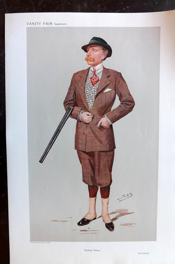 Vanity Fair Print 1908 Lord Savile, Game Hunter (1 of 1)