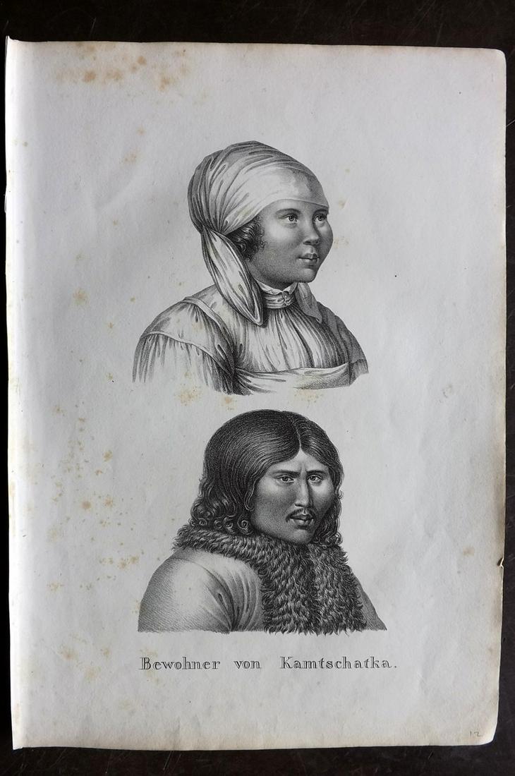 Schinz & Brodtmann 1827 Folio Print. Siberia Natives: Folio Lithograph Published Zurich 1827 for "Naturhistorische Abbildungen der Saeugethiere" by Heinrich Rudolph Schinz. Lithographed by Karl Joseph Brodtmann. Paper Size: 13 x 9.5 inch (33 x 24cm) Some