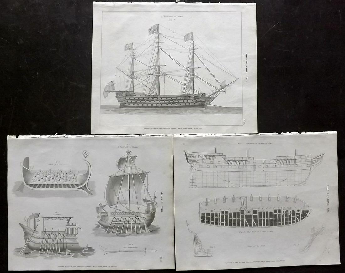 Crabb, George 1823 Lot of 3 Prints. Ships (1 of 2)