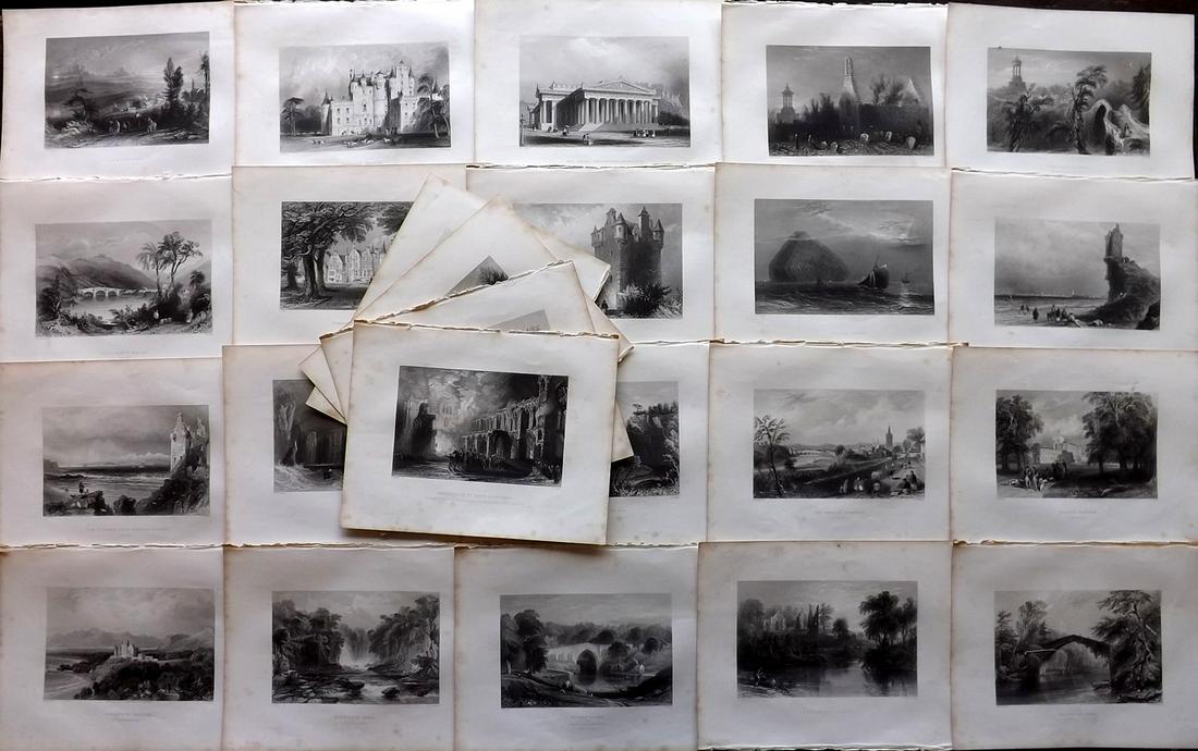 Scotland 1838 Lot 24 Steel Engraved Views from Beattie: Steel Engraving Published 1838, London for "Scotland Illustrated..." by William Beattie. Illustrated by Thomas Allom, William Bartlett and H. M'Culloch. Paper Size: 10.5 x 8 inch (27 x 21cm) All with