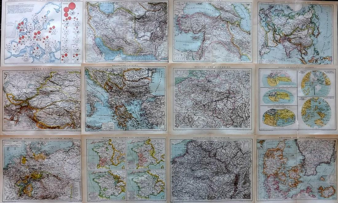 Brockhaus (Pub) 1890's Mixed Lot of 12 Antique Maps (1 of 2)