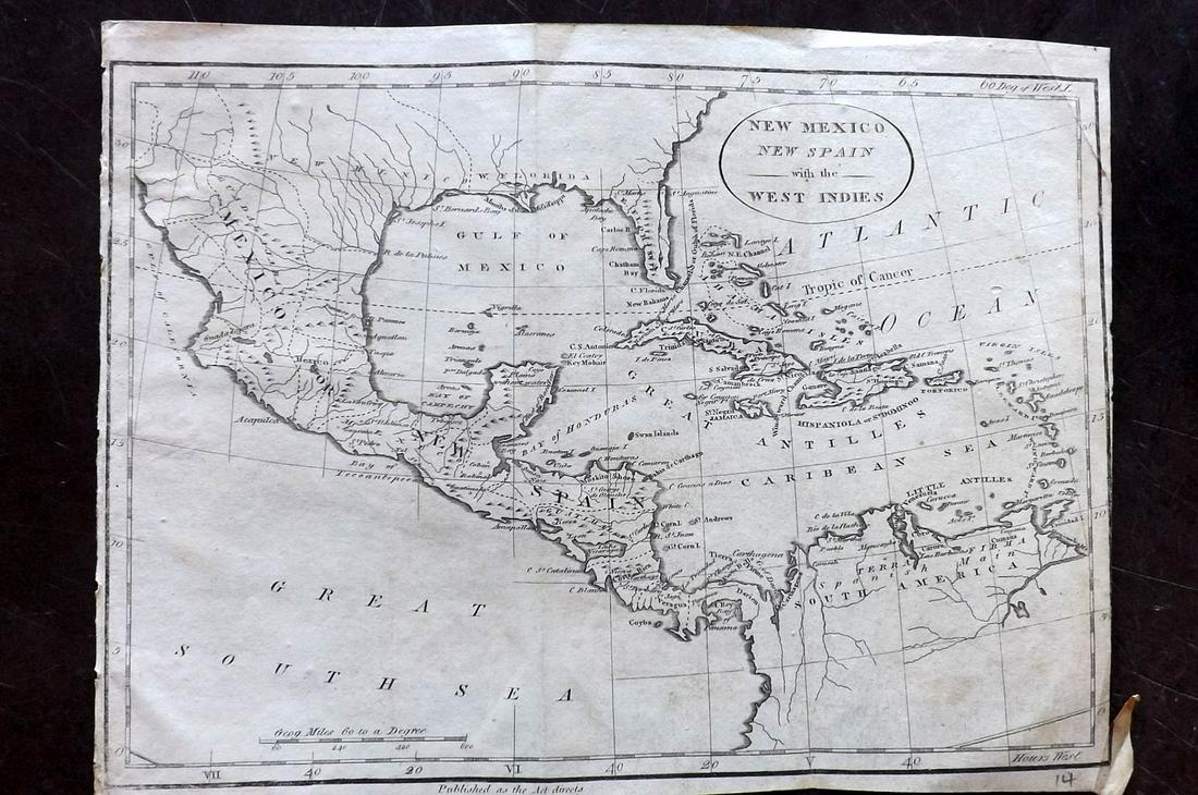 Lochhead (Pub) 1811 Rare Map. Mexico, West Indies, USA (1 of 2)