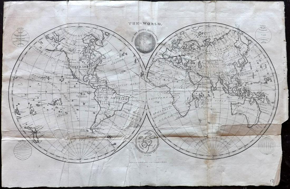 Lochhead (Pub) 1811 Rare Map. World Hemisphere (1 of 2)