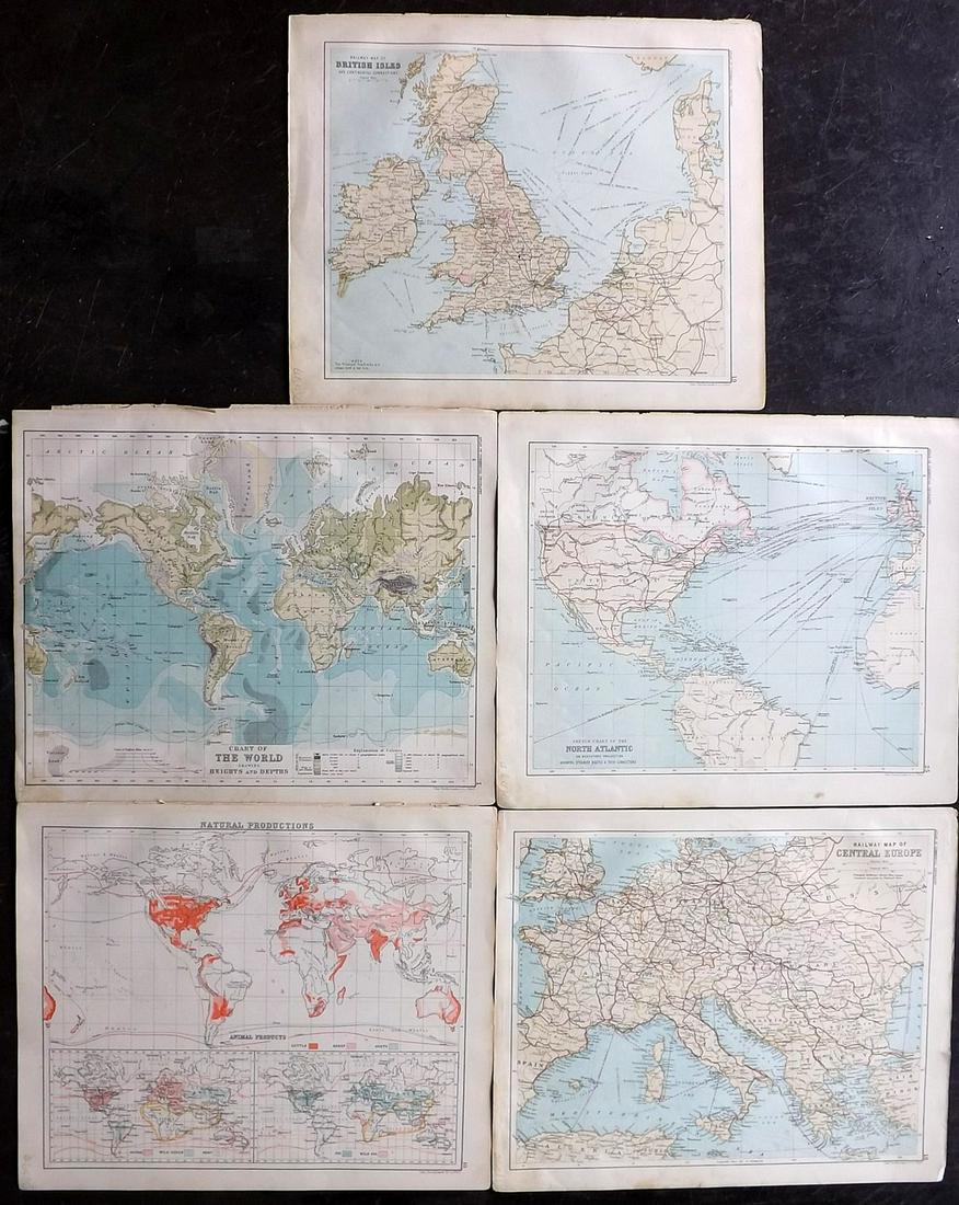 Bartholomew, John 1889 Lot of 5 World, Europe Maps (1 of 2)