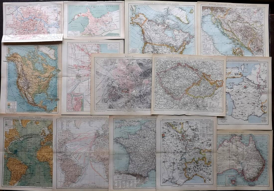 Brockhaus (Pub) 1890's Mixed Lot of 14 Antique Maps (1 of 2)