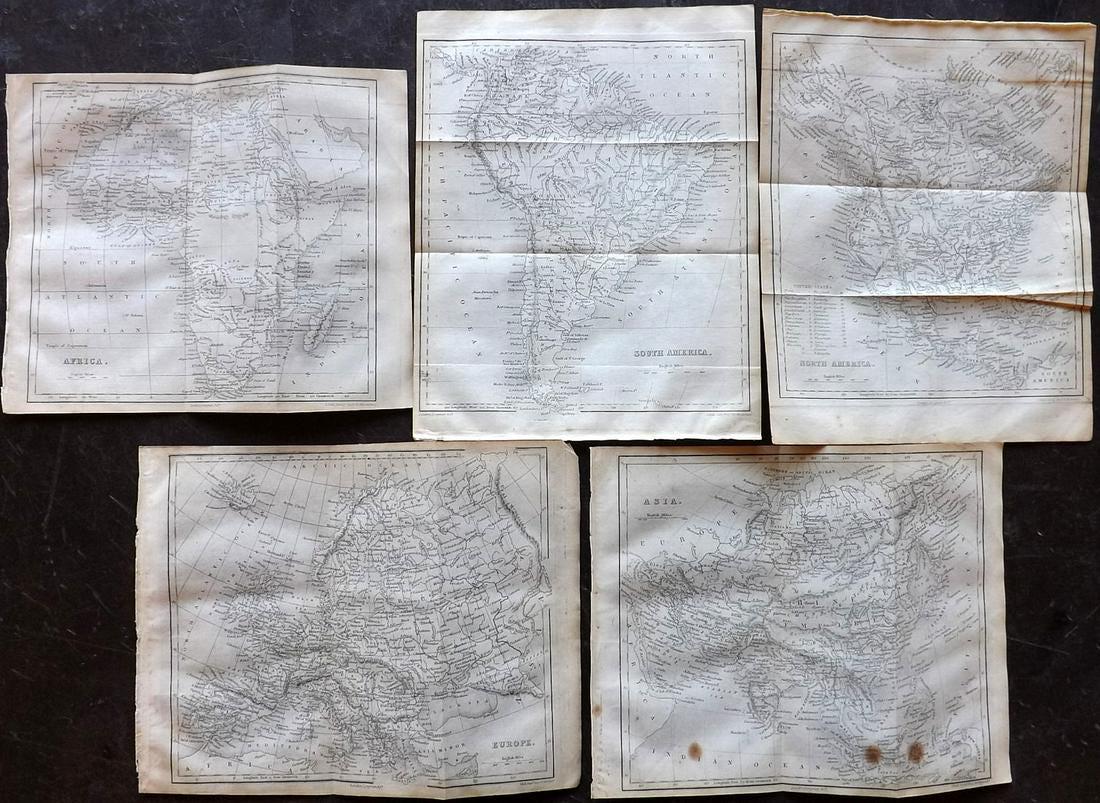 Hall, Sidney C1850 Set of 5 Continent Maps (1 of 2)