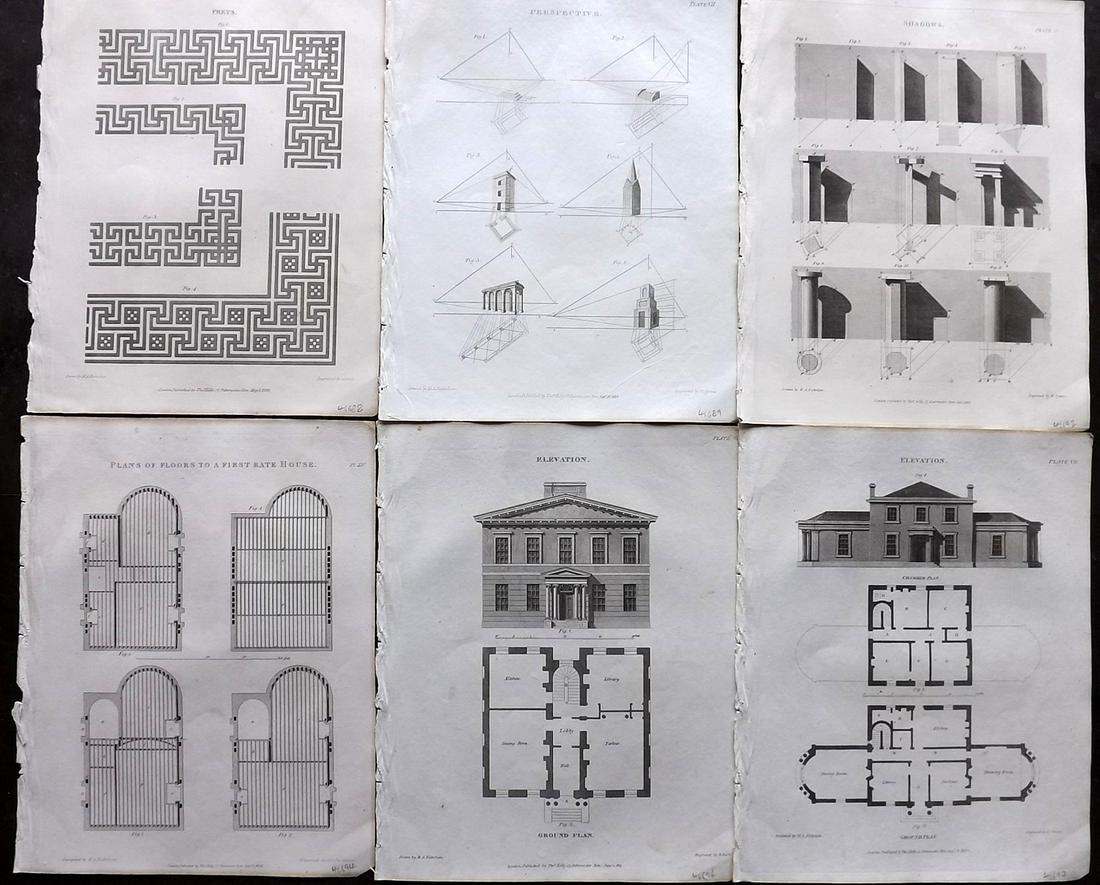 Nicholson, Peter 1826 Lot of 6 Architectural Prints (1 of 2)