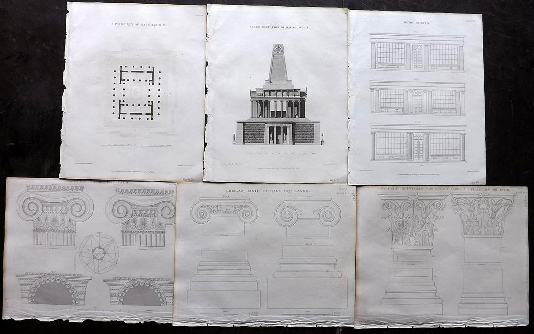 Nicholson, Peter 1826 Lot of 6 Architectural Prints (1 of 2)