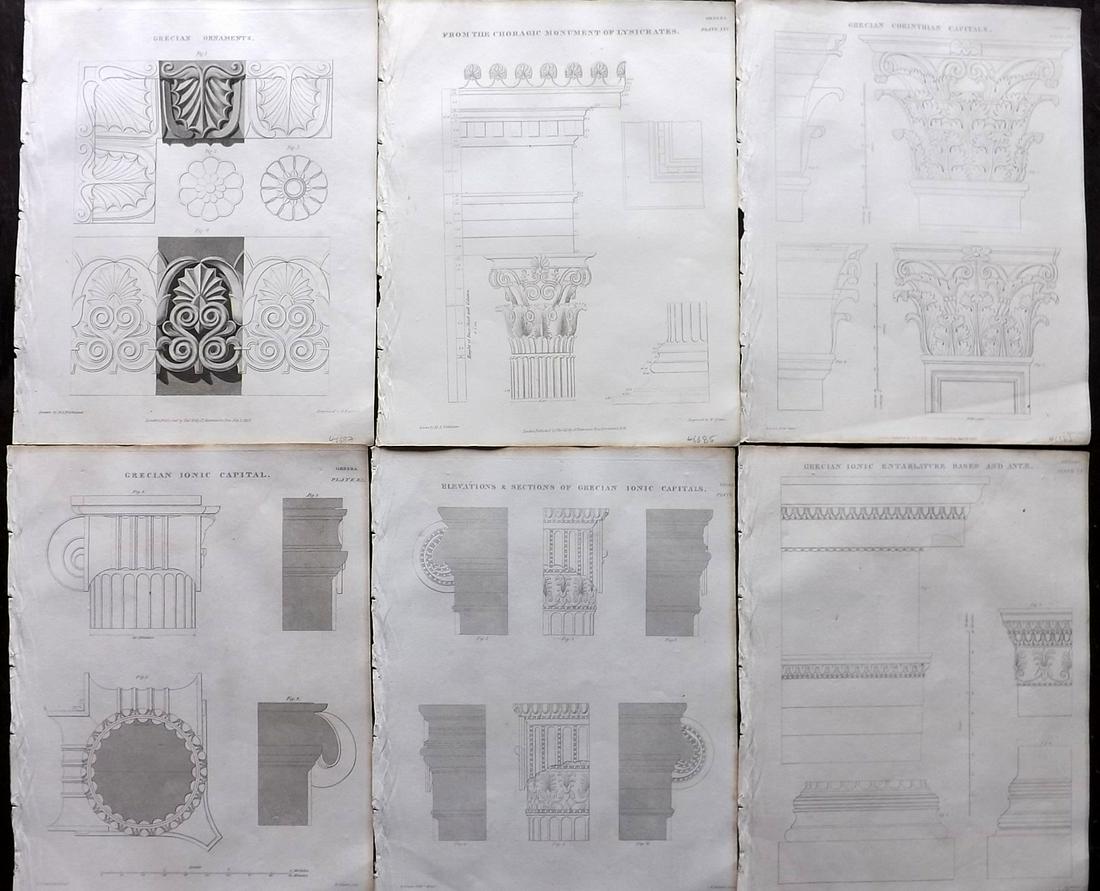Nicholson, Peter 1826 Lot of 6 Architectural Prints (1 of 2)