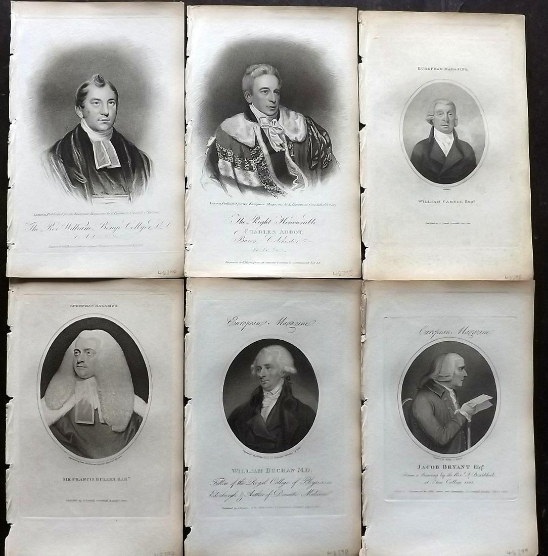 European Magazine C1800 Lot of 6 British Portraits: Copper Plates Published 1782-1826 London for the "European Magazine, and London Review" by Various. Paper Size: 8 x 5 inch (21 x 14cm) Good Condition