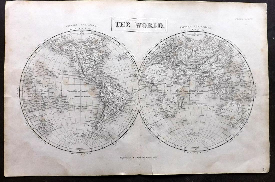 Encyclo. Britannica C1830 Map of The World Hemisphere (1 of 2)