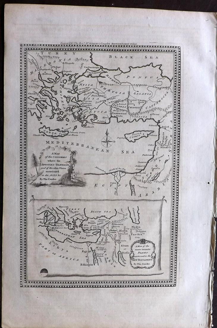 Wright, Paul 1782 Holy Land Map. Apostles Travels etc (1 of 2)