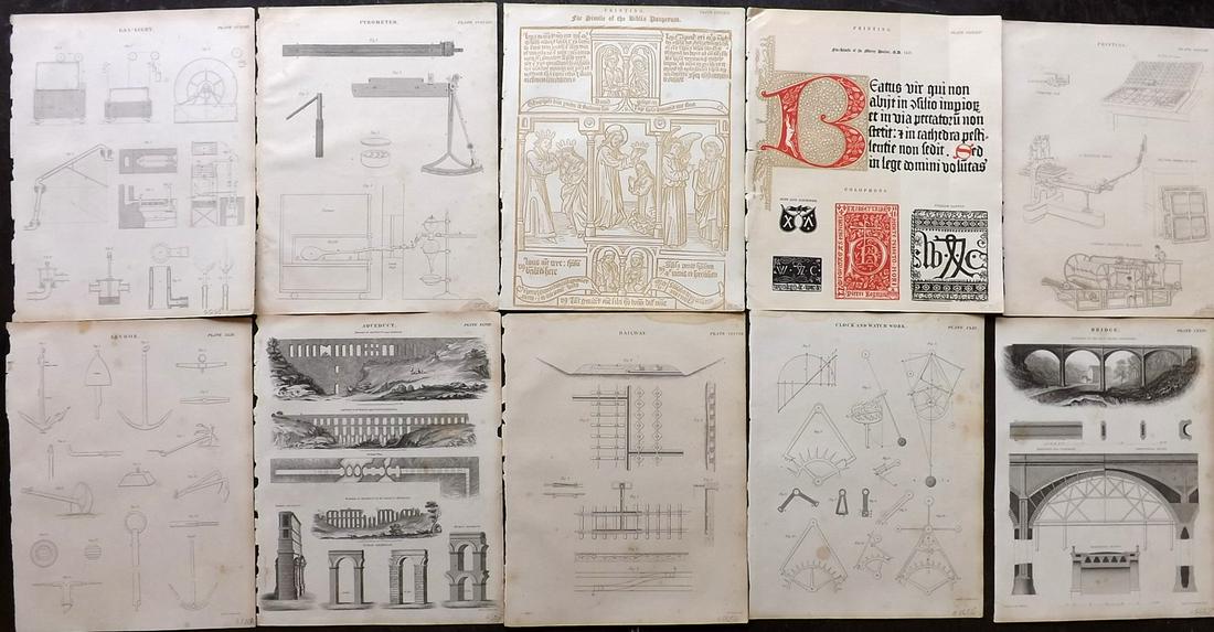 Encyclo. Britannica C1830 Lot of 10 Science Prints (1 of 2)