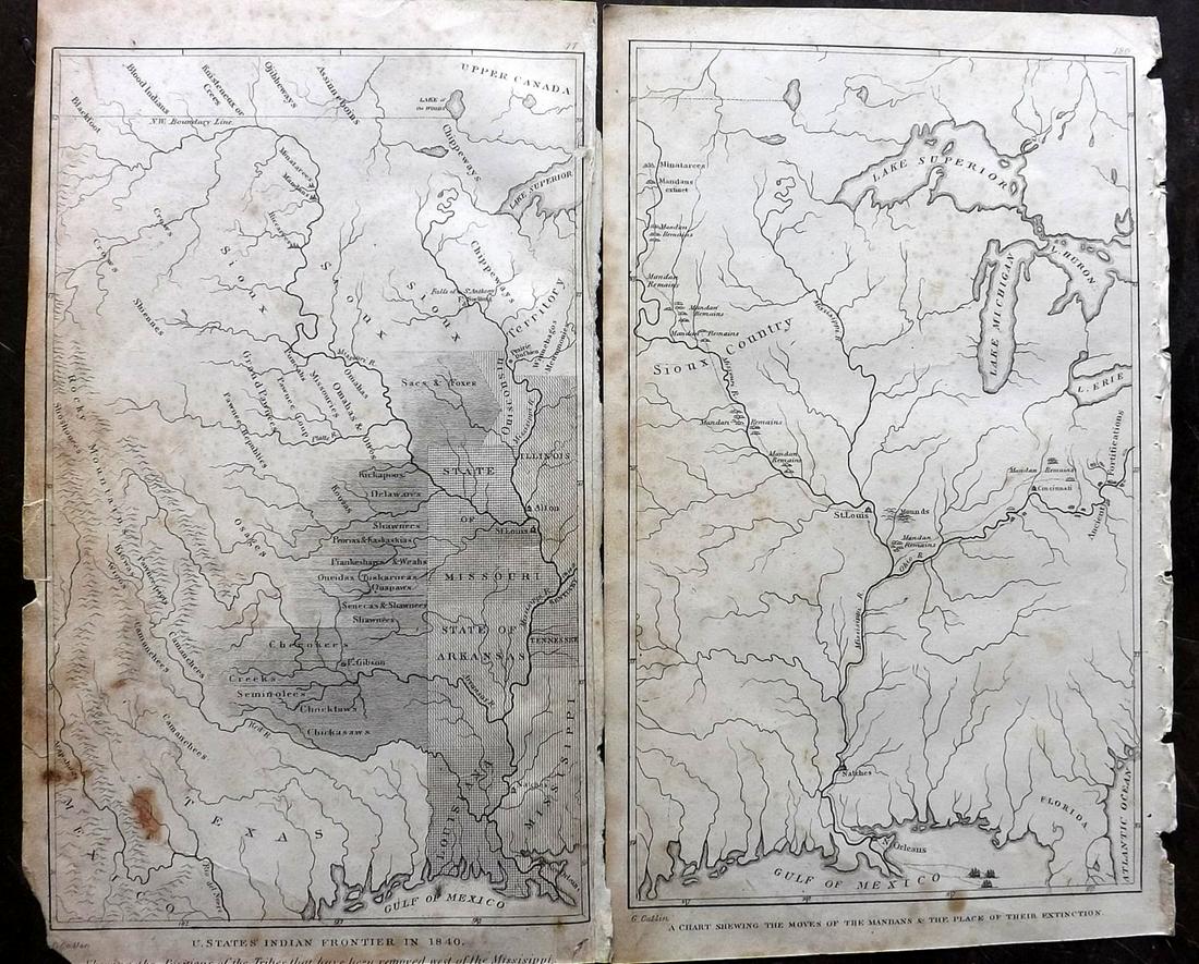 Catlin, George 1848 Pair of USA Maps. American Indians (1 of 2)