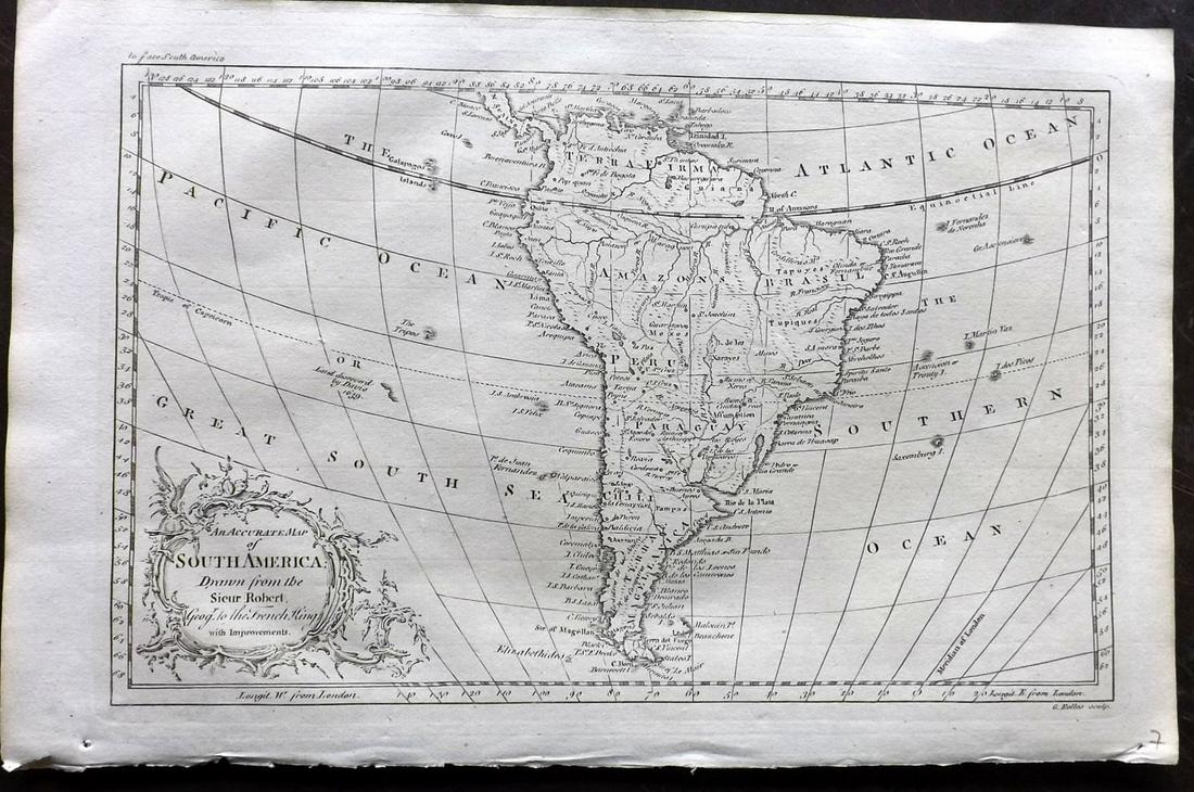 Rollos & Vaugondy 1765 Map of South America (1 of 2)