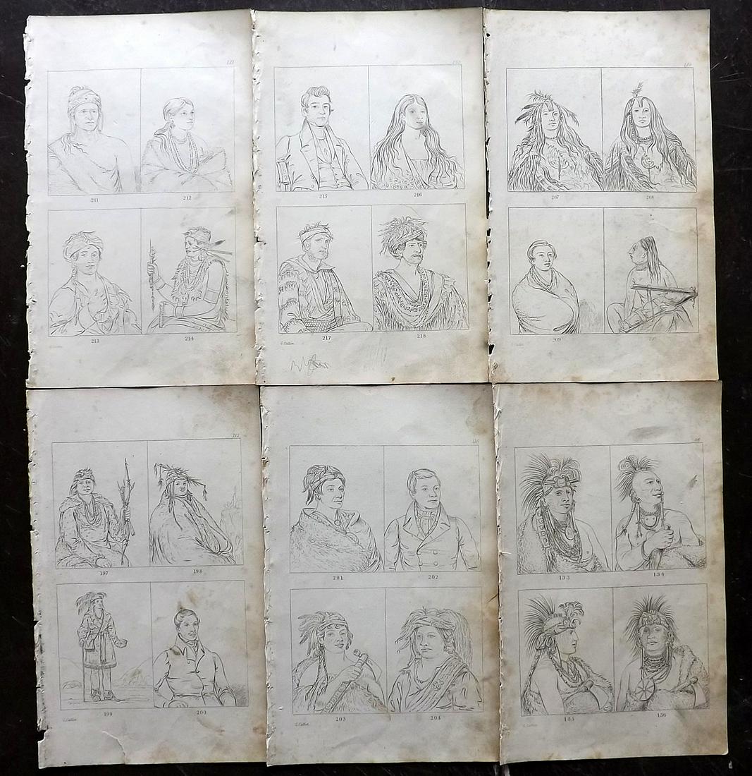 Catlin, George 1848 Lot of 6 Prints. Native Americans (1 of 2)