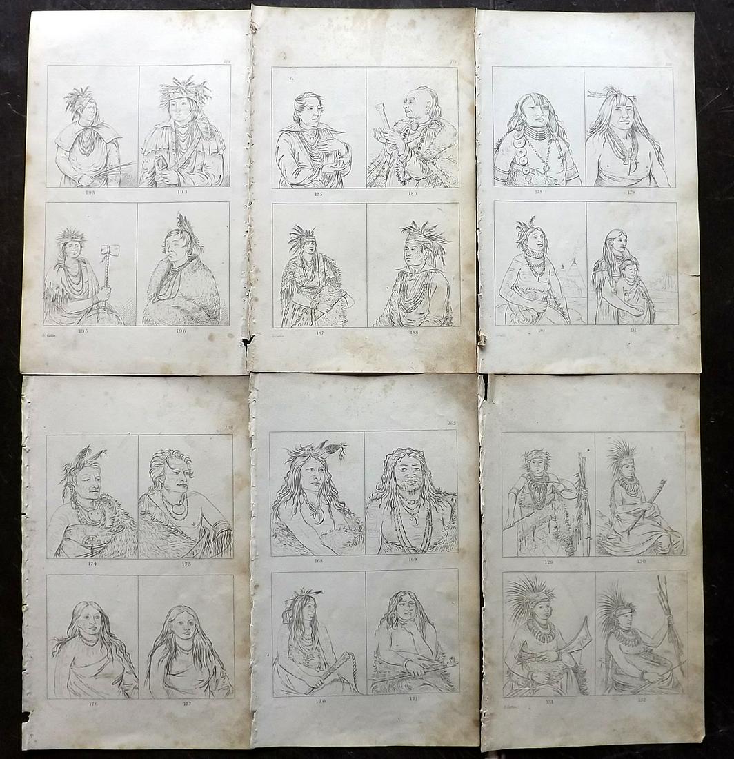 Catlin, George 1848 Lot of 6 Prints. Native Americans (1 of 2)
