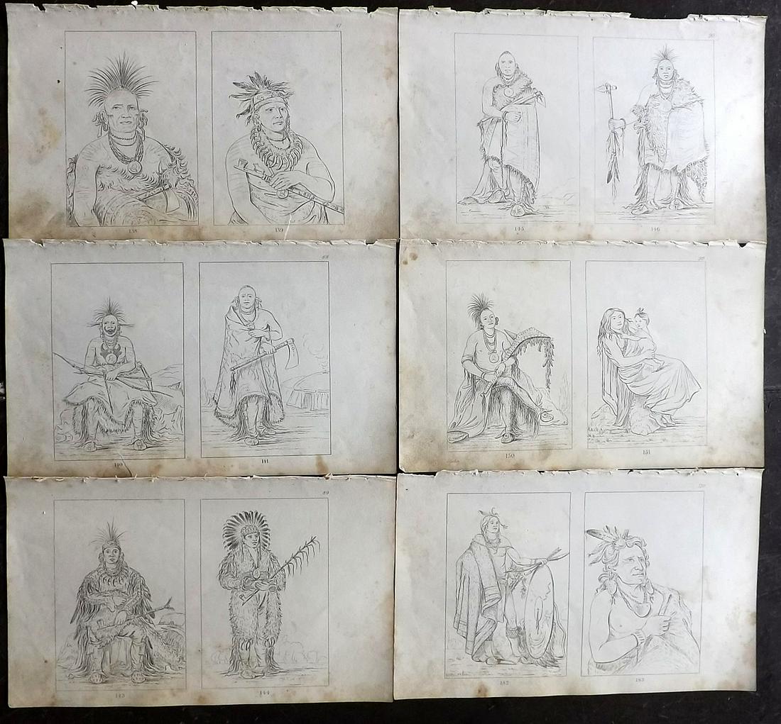 Catlin, George 1848 Lot of 6 Prints. Native Americans (1 of 2)
