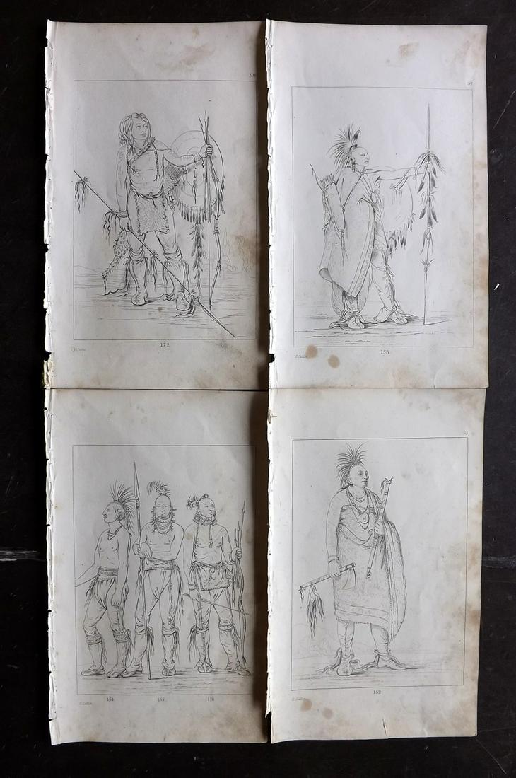 Catlin, George 1848 Lot of 4 Prints. Native Americans (1 of 2)
