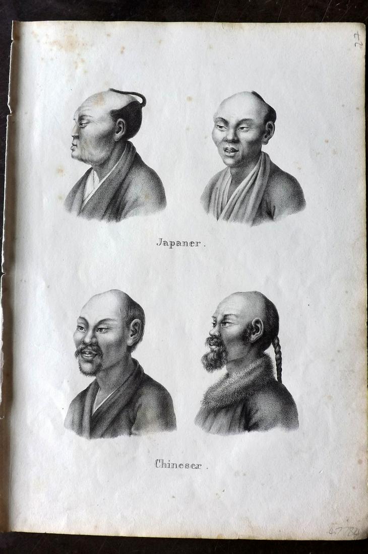 Schinz & Brodtmann 1827 Print. China Natives: Folio Lithograph Published Zurich 1827 for "Naturhistorische Abbildungen der Saeugethiere" by Heinrich Rudolph Schinz. Lithographed by Karl Joseph Brodtmann. Paper Size: 13 x 9.5 inch (33 x 24cm) Some