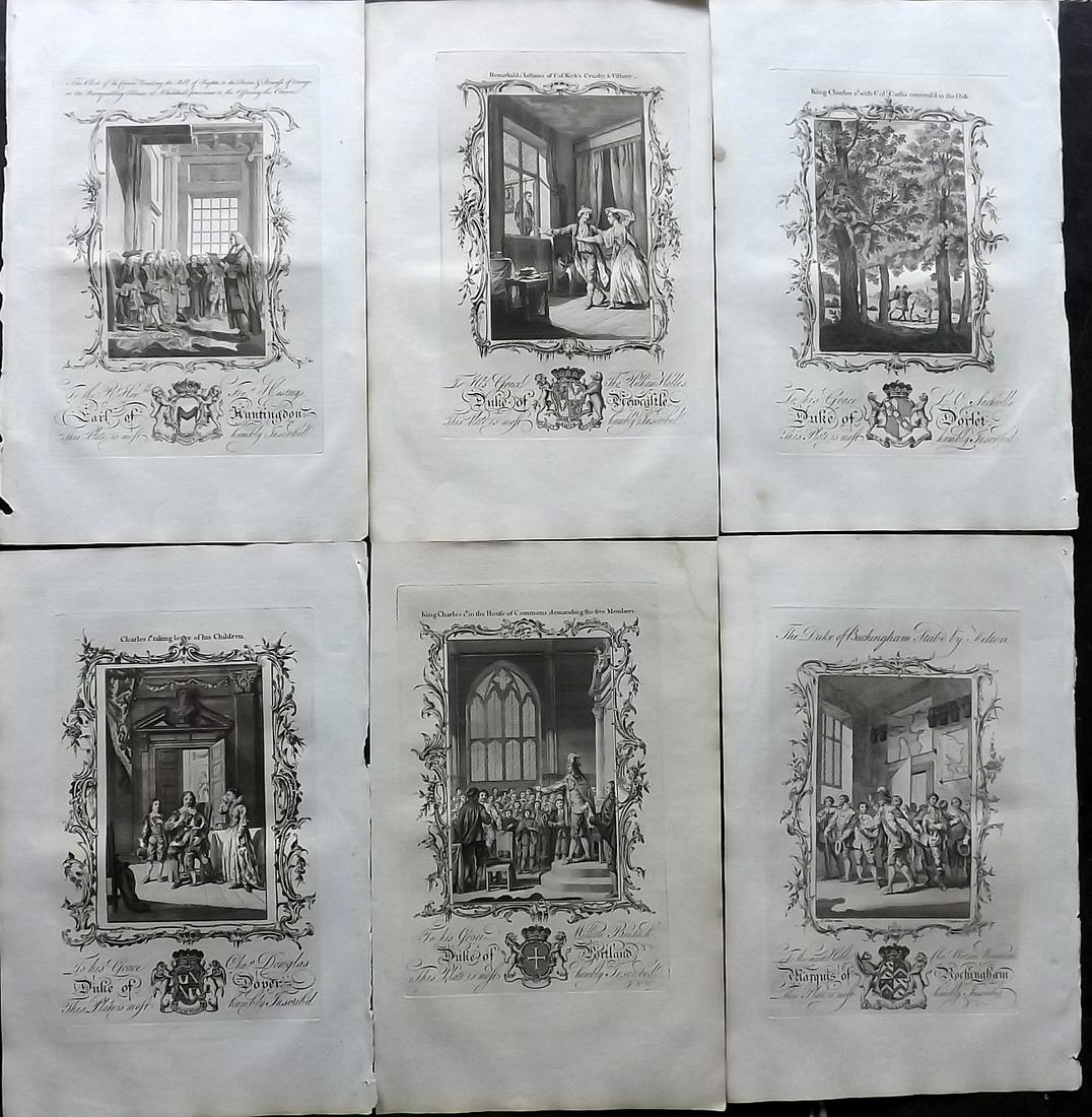 Mortimer, Thomas 1765 Lot of 6 Folio History Prints: Copper Plates Published 1764-66, London for "A New History of England..." by Thomas Mortimer. Paper Size: 13.5 x 8.5 inch (35 x 22cm) Good Condition
