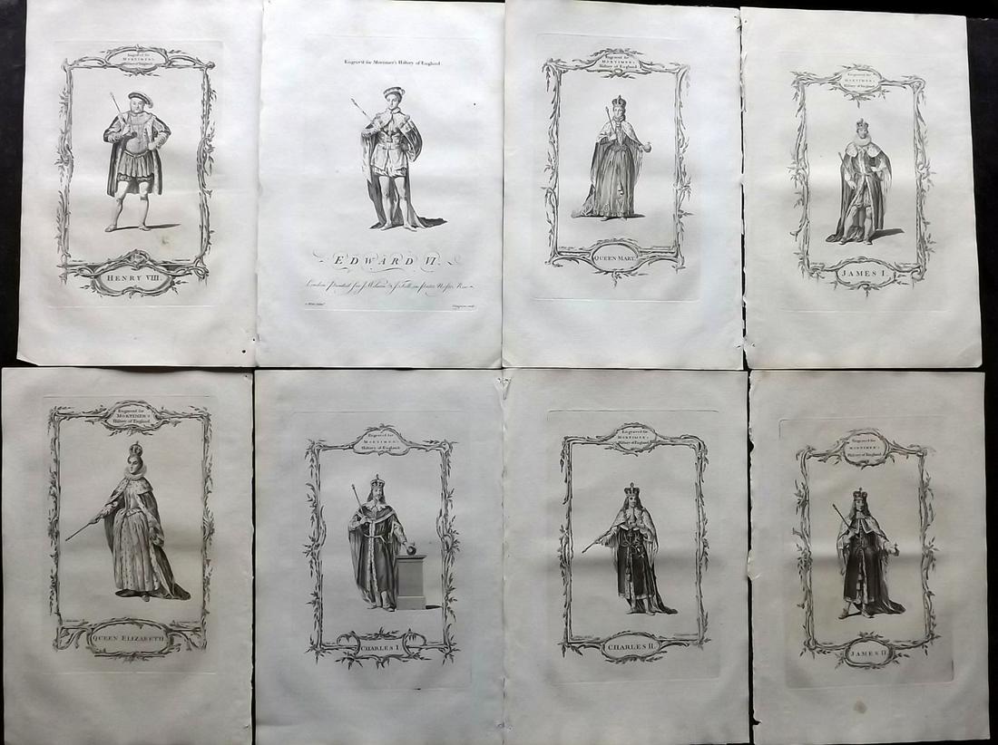 Mortimer, Thomas 1765 Lot of 8 Folio Portraits: British Kings & Queens incl Henry VIII. Copper Plates Published 1764-66, London for "A New History of England..." by Thomas Mortimer. Paper Size: 13.5 x 8.5 inch (35 x 22cm) Good Condition