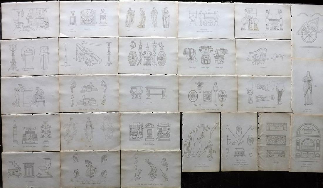 Hope, Thomas 1809 Lot of 27 Ancient Costume Prints: Etchings Published 1809, London for "Costume of the Ancients" by Thomas Hope. Paper Size: 8.5 x 5.5 inch (22 x 14cm) Very minor background toning, otherwise fine
