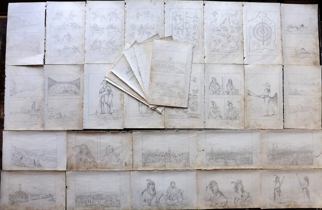 Catlin, George 1848 Lot of 32 Prints. Native Americans (1 of 9)