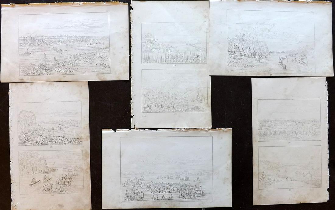 Catlin, George 1848 Lot of 6 Prints. Landscapes (1 of 2)