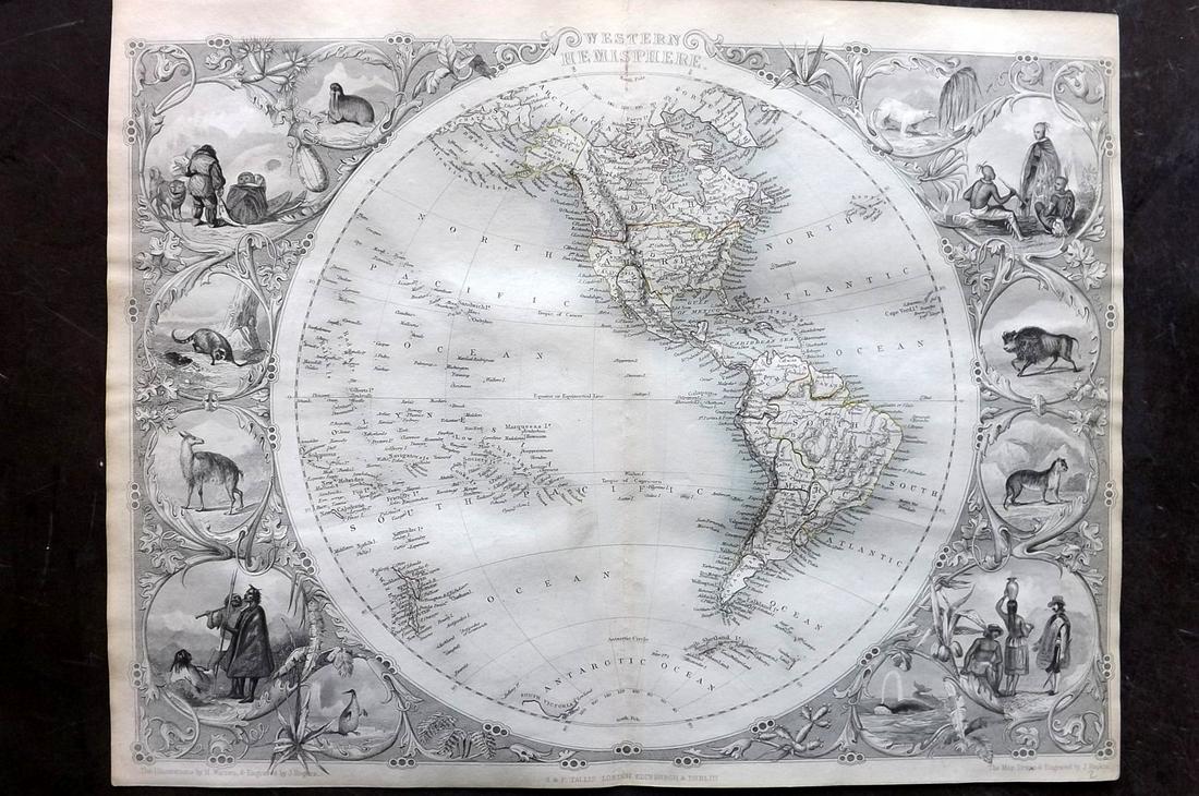 Tallis, John (Pub) 1852 Map. Western Hemisphere (1 of 2)