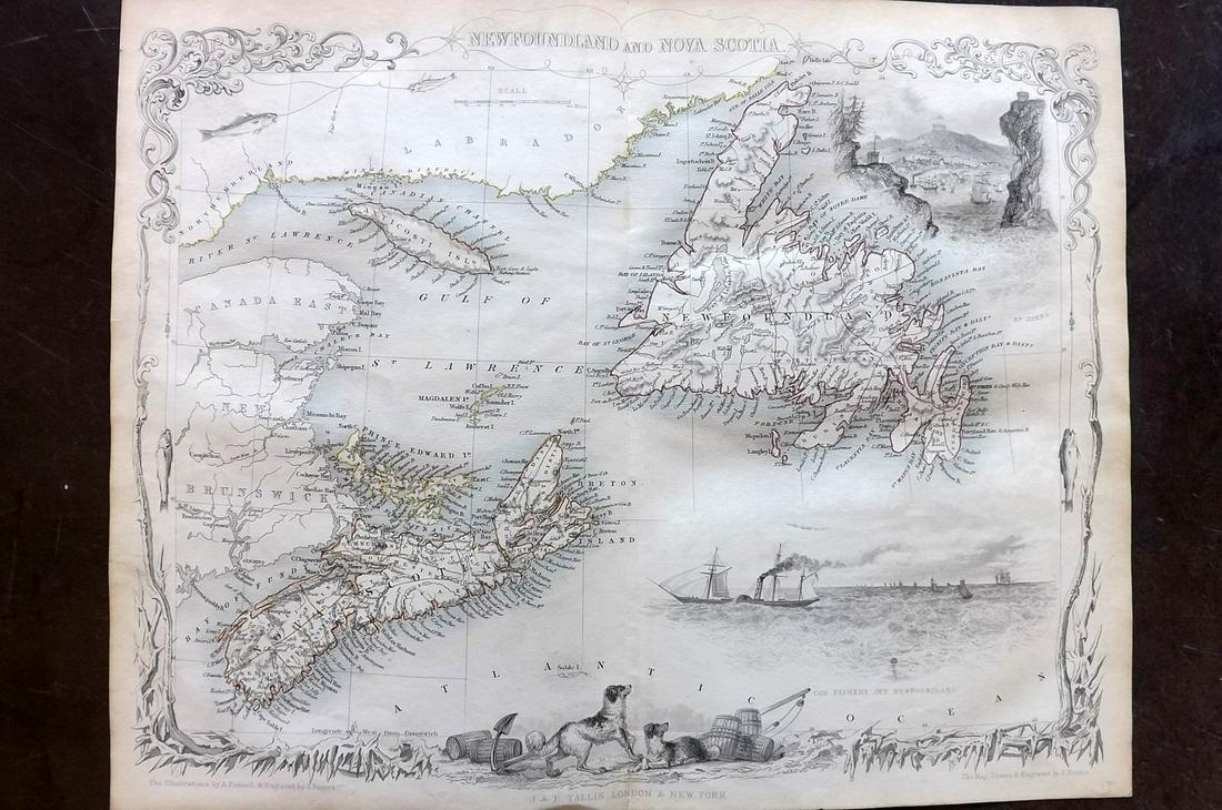 Tallis, John (Pub) 1852 Map. Newfoundland & Nova Scotia (1 of 2)
