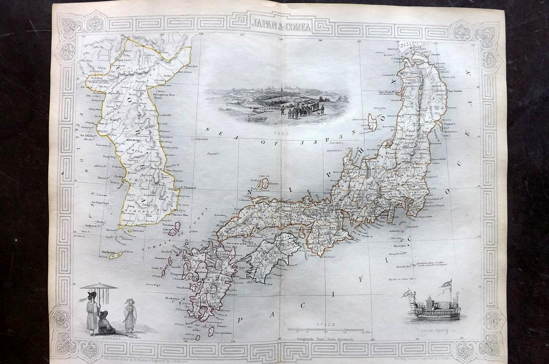 Tallis, John (Pub) 1852 Map. Japan & Corea. Korea (1 of 2)