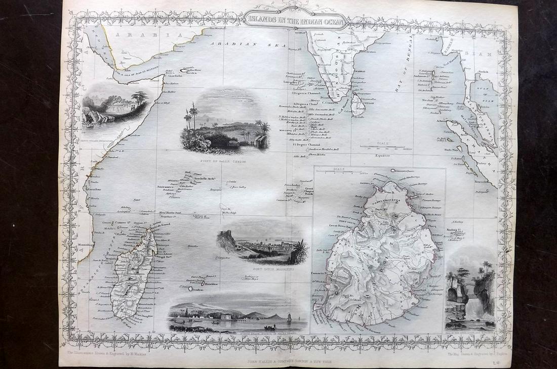 Tallis, John (Pub) 1852 Map Islands in the Indian Ocean (1 of 2)