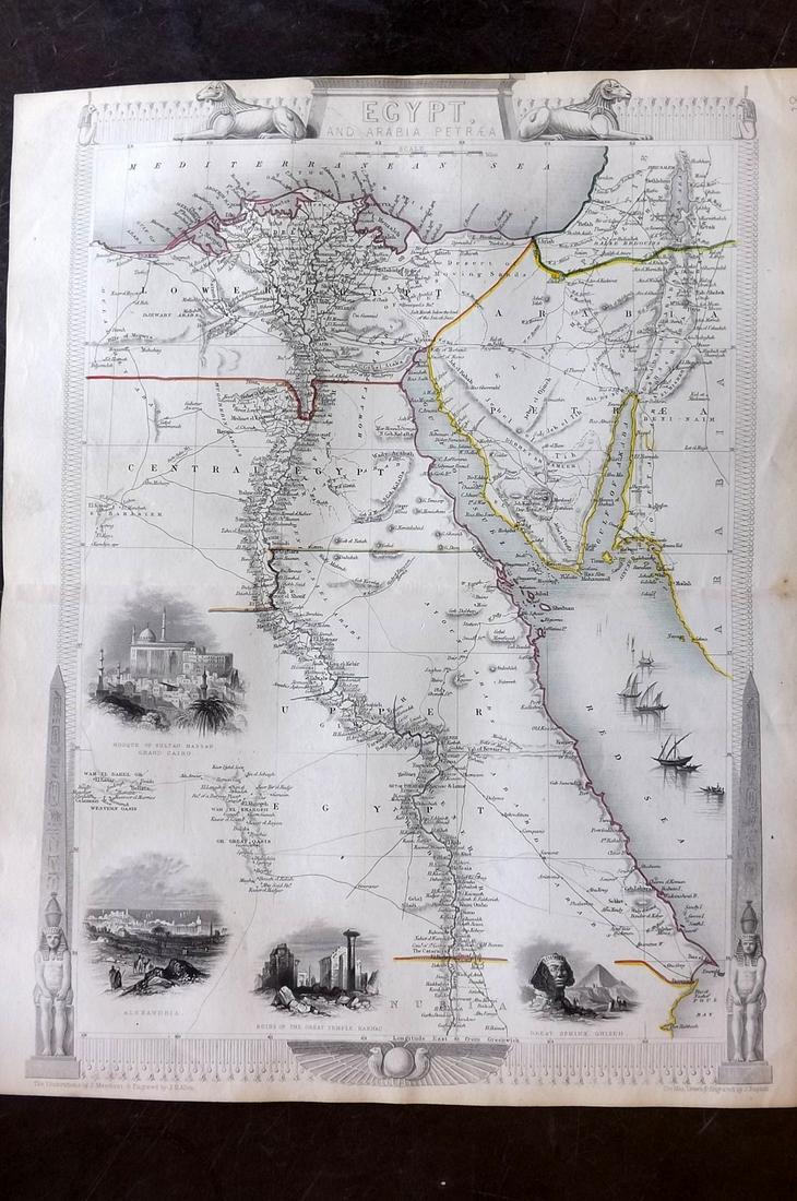 Tallis, John (Pub) 1852 Map. Egypt and Arabia Petraea (1 of 2)