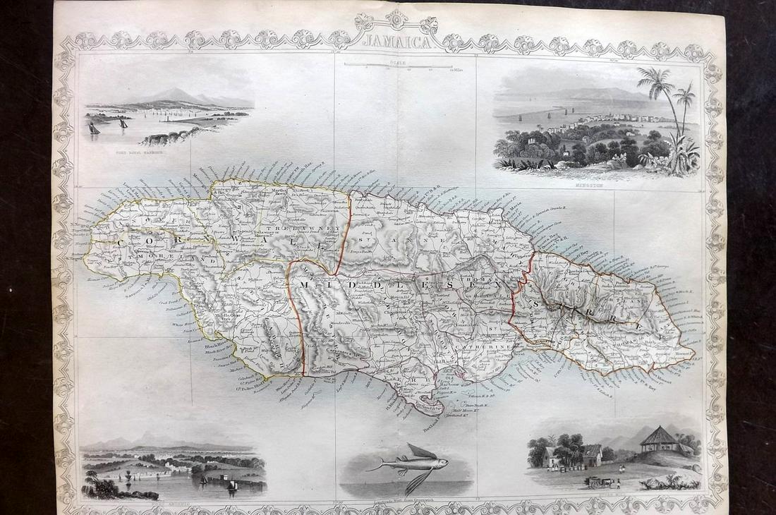 Tallis, John (Pub) 1852 Map. Jamaica (1 of 2)