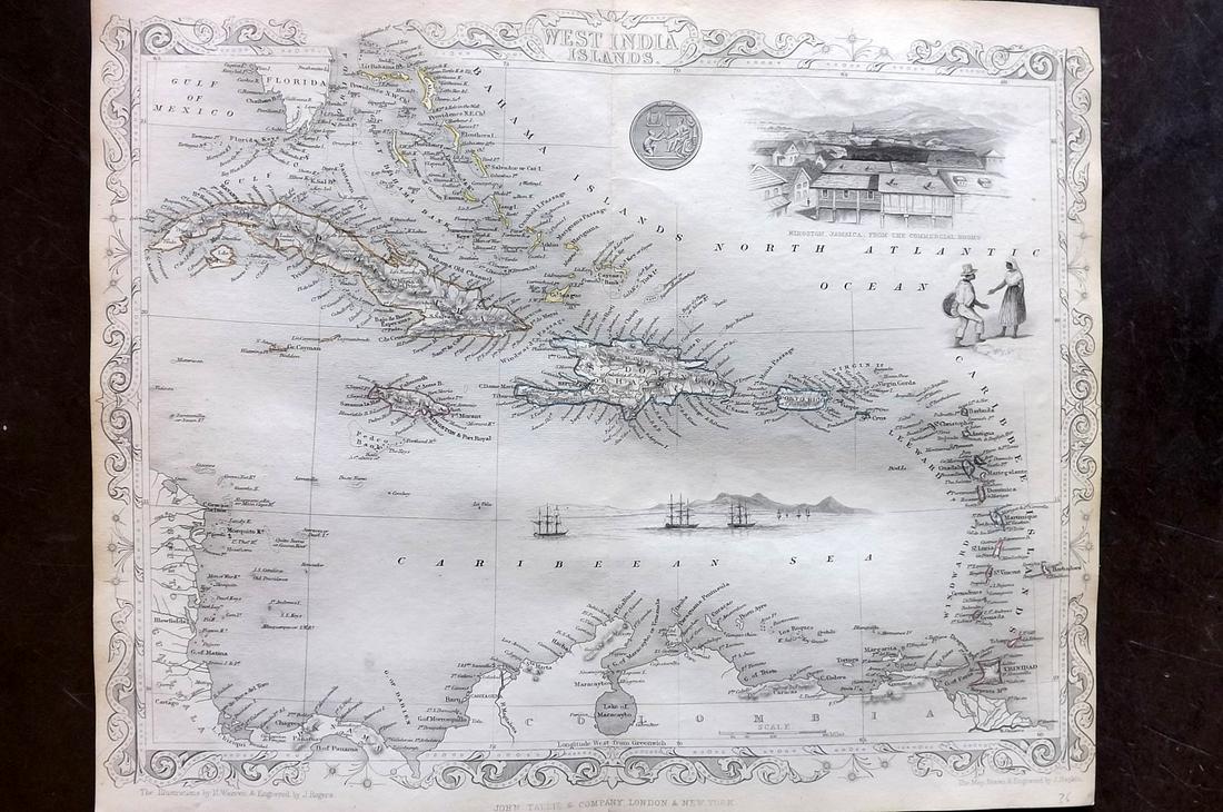 Tallis, John (Pub) 1852 Map. West India Islands (1 of 2)