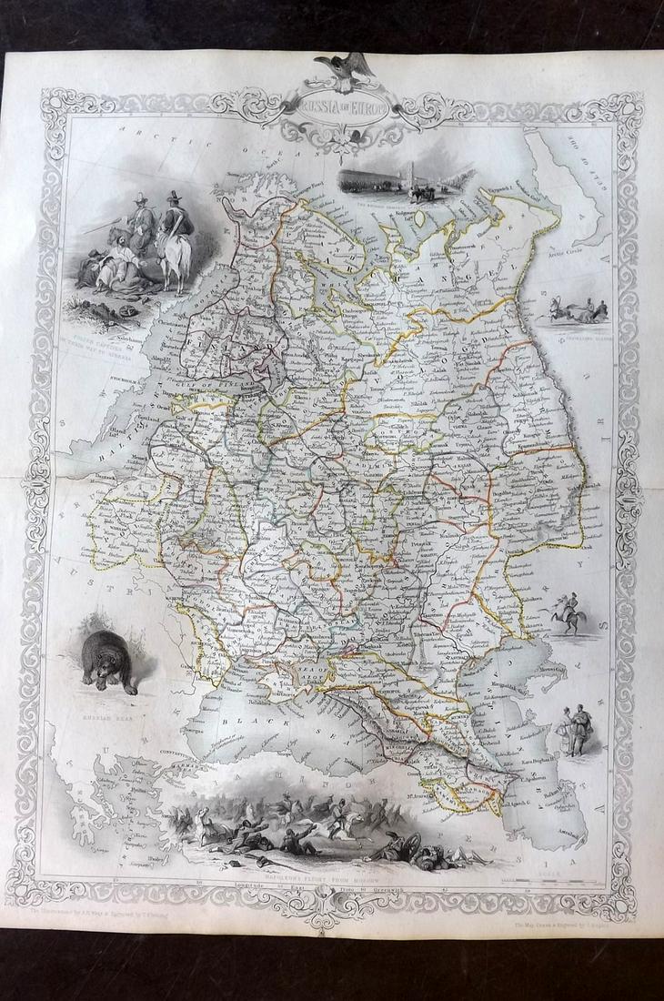 Tallis, John (Pub) 1852 Map. Russia in Europe (1 of 2)