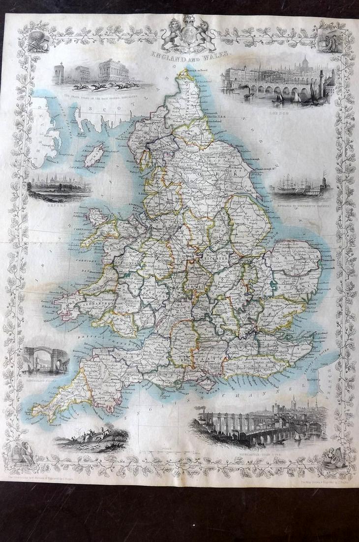 Tallis, John (Pub) 1852 Map. England and Wales (1 of 2)