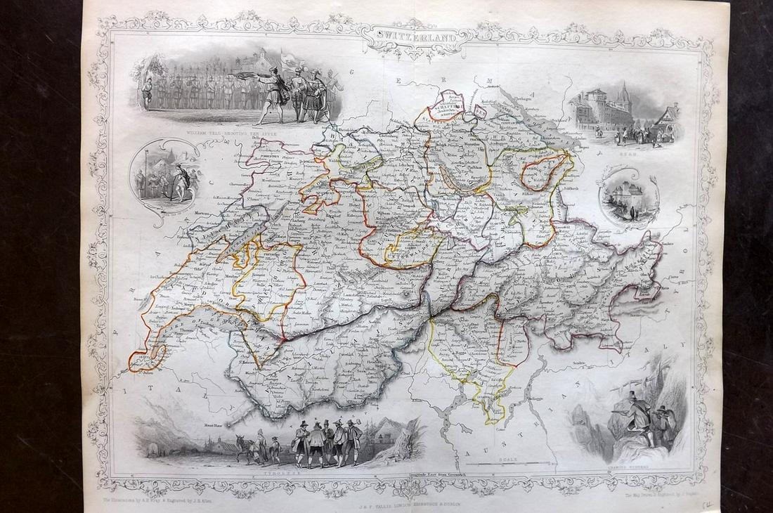 Tallis, John (Pub) 1852 Map. Switzerland (1 of 2)