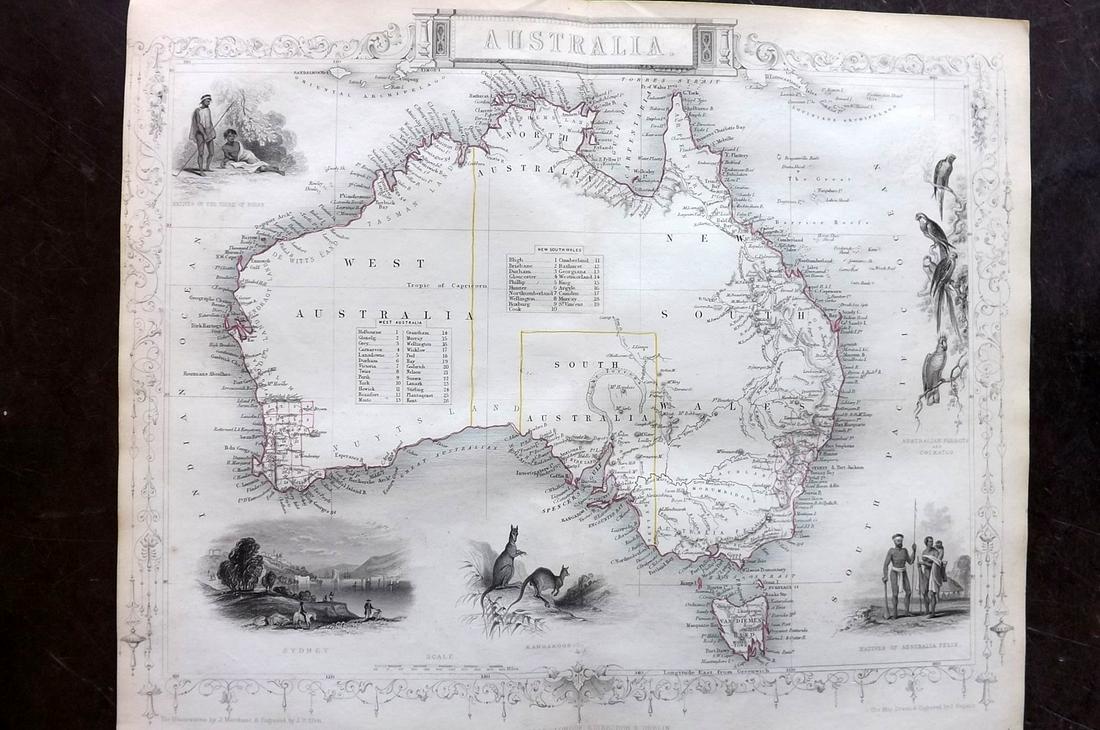 Tallis, John (Pub) 1852 Map. Australia (1 of 2)