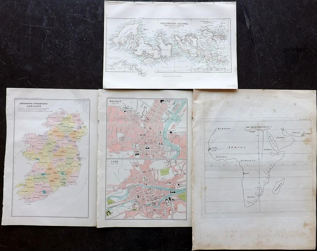 Maps 1813-1904 Mixed Lot of 4. Ireland, Canada, Africa (1 of 2)