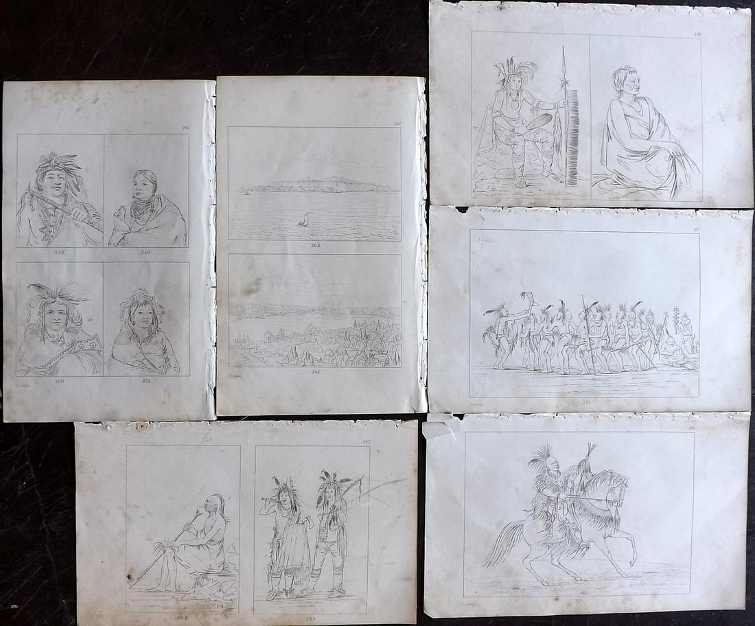 Catlin, George 1848 Lot 6 Prints. Native Americans etc (1 of 2)