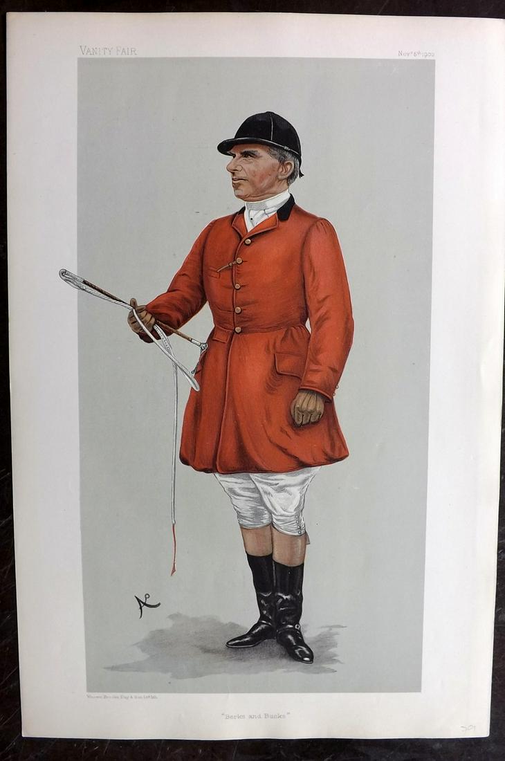 Vanity Fair Print 1903 Robert Rodney Wilmot, Fox Hunter: Chromolithograph Published 1869-1914, London for "Vanity Fair" Paper Size: 15 x 10 inch (38 x 25cm) Good Condition