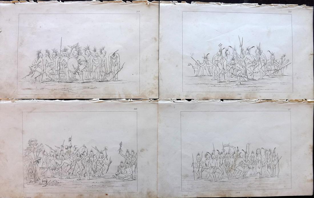Catlin, George 1848 Lot 4 Prints Native Americans Dance (1 of 2)